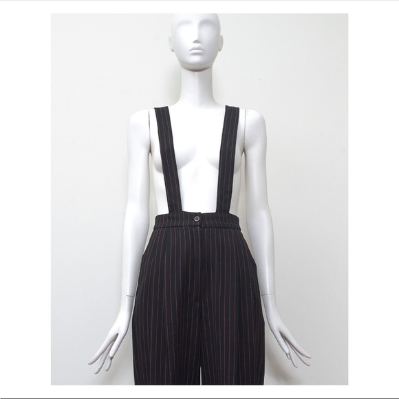 Jean Paul GaultierāVintage Couture Pinstripe Suspender Trousers - Picture 2 of 8